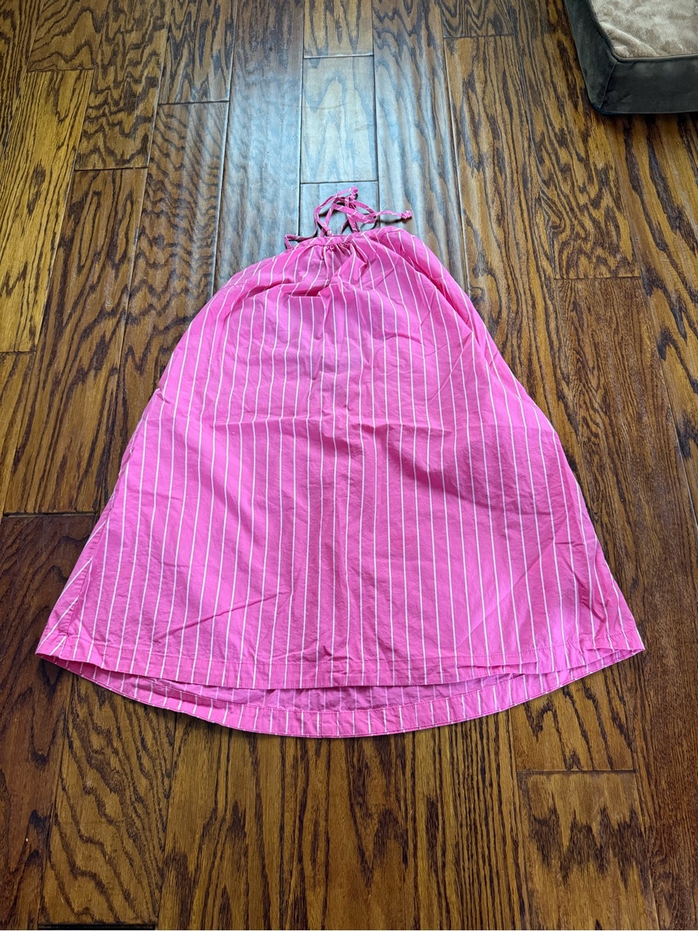 a new day 100% Cotton Pink Striped Halter A-Line Dress Size Medium